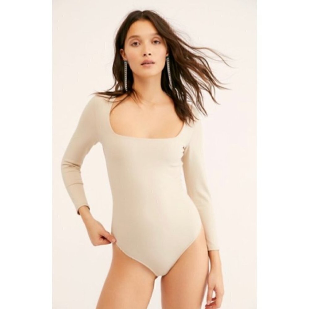 NWT Free People Intimately Size S Truth or Square Bodysuit Long Sleeve Stretch